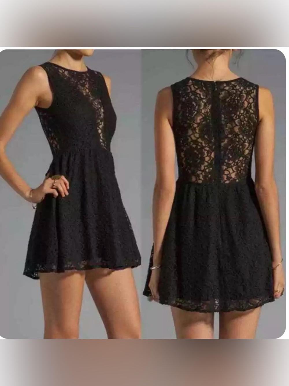 For Love & Lemons Black Lace Mini Dress